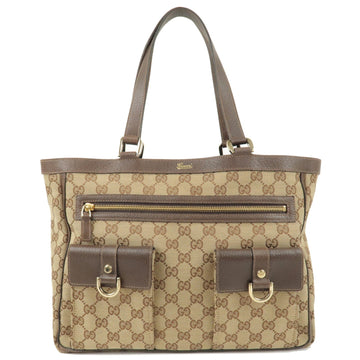 GUCCI CS Canvas Leather Tote Bag Hand Bag Beige Brown 146247