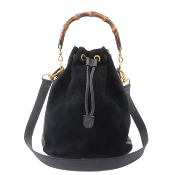 Gucci Bamboo Suede Leather Black 2WAY Bag 001.3754.1657