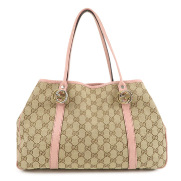 GUCCI CS Twins CS Canvas Leather Tote Bag Pink Beige 232957