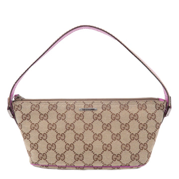 GUCCI Boat Bag GG Canvas Leather Pouch Beige Purple 141809
