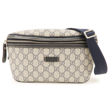 GUCCI CS Supreme Leather Waist Bag Crossbody Bag Navy Beige 233269