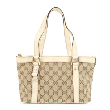 GUCCI Abbey GG Canvas Leather Hand Bag Beige Ivory 141471