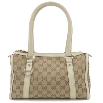 GUCCI Abbey CS Canvas Leather Mini Boston Bag Beige Ivory 130942