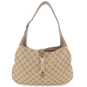 GUCCI New Jackie CS Canvas Leather Shoulder Bag Beige Brown 137335
