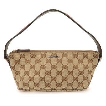 GUCCI Boat Bag Sherry GG Canvas Leather Hand Bag Brown 141809