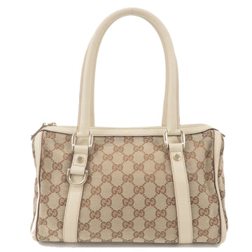 GUCCI Abbey CS Canvas Leather Boston Hand Bag Beige Ivory 130942