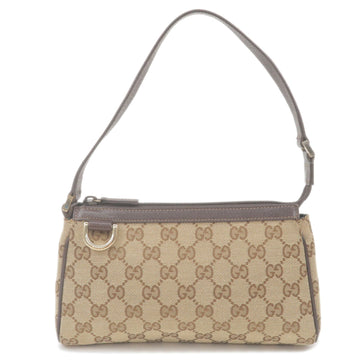 GUCCI Abbey CS Canvas Leather Pouch Hand Bag Beige Brown 145750