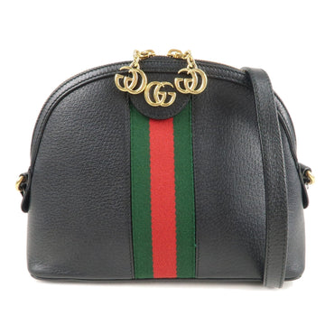 GUCCI Sherry Ophidia Leather Shoulder Bag Black 499621