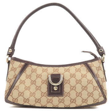 GUCCI Abbey CS Canvas Leather Shoulder Bag Beige Dark Brown 130989
