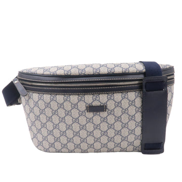GUCCI CS Supreme Leather Body Bag Crossbody Beige Navy 211110
