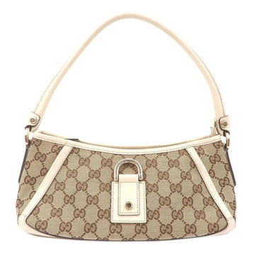 GUCCI Abbey CS Canvas Leather Shoulder Bag Pouch Beige 130939
