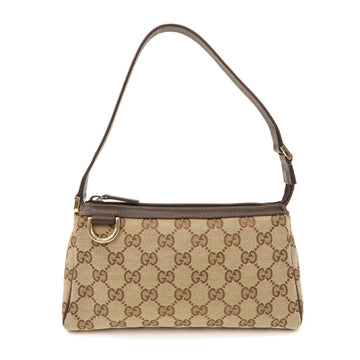 GUCCI Abbey CS Canvas Hand Bag Pouch Beige Brown 145750