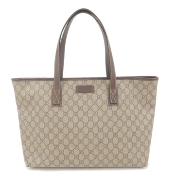 GUCCI CS Supreme Leather Tote Bag Beige Brown 211137