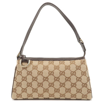 GUCCI Abbey CS Canvas Leather Hand bag Beige Dark Brown 145750