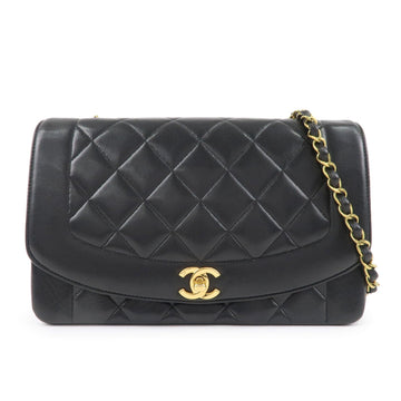 CHANEL Matelasse Lambskin Diana Chain Shoulder Bag Black A01165