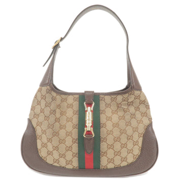 GUCCI Sherry Jackie CS Canvas Leather Shoulder Bag Beige 153696