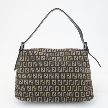 FENDI Mamma Baguette Zucchino Canvas Leather Shoulder Bag 8BR001 Used