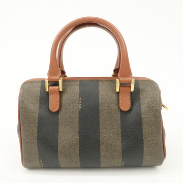FENDI Pequin PVC Leather 2Way Mini Boston Bag Brown Black Used