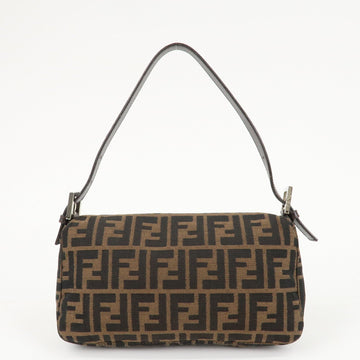 FENDI Mamma Baguette Zucca Canvas Shoulder Bag Brown Black 26424 Used