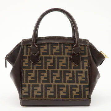 FENDI Zucca Canvas Leather 2 way Leather Hand Bag Shoulder Bag Used