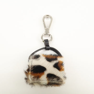 FENDI Pony Hair Leather Pico Baguette Charm Brown 7AS133 Used