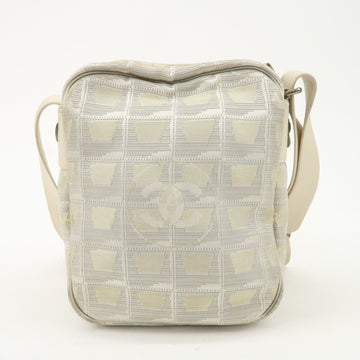 CHANEL New Travel Line Nylon Jacquard Leather Shoulder Bag Used