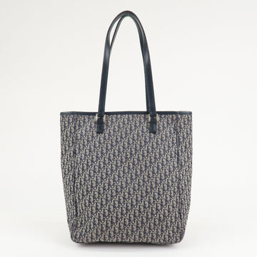 Christian Dior Trotter Canvas Leather Tote Bag Hand Bag Navy Used