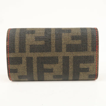 FENDI Zucca Print PVC 6 Rings Key Case Brown Black 8AP079