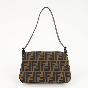 FENDI Mini Mamma Baguette Zucca Shoulder Bag Black Brown 8BR180 Used