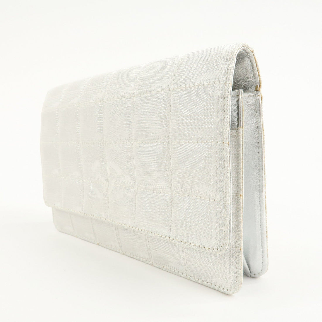 Chanel New Travel Line Nylon Jacquard Leather Chain Wallet A15772 Used
