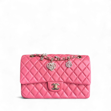 Chanel Classic Flap Medium - Special Valentine Edition 25CM Quilted Lambskin Pink Gold Hardware Series 19