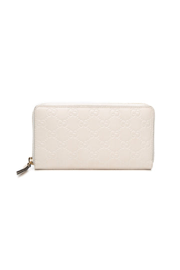 GUCCI Cream Guccissima Zip Around Wallet