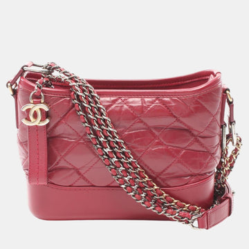 Red Aged Calfskin Gabrielle de Small Hobo Bag