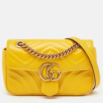 Yellow Matelass&eacute; Leather Mini GG Marmont Shoulder Bag