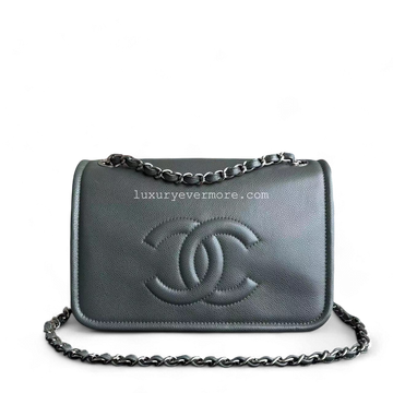 Chanel Caviar Seasonal Jumbo CC Flap 29CM Green Silver Hardware Series 15