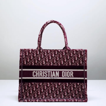 DIR1286 Book Tote BIG size 41.5cm 36.5cm Embroidery LOGO red Handbag maroon