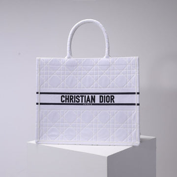 DIR1286 Book Tote BIG size 41.5cm 36.5cm Embroidery LOGO red Handbag white