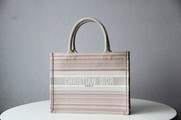 DIR1286 Book bag Tote Embroidery pink white 36.5cm 41.5cm Handbag