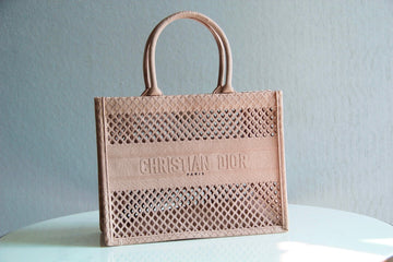 DIR1286 Book Tote big size 36.5cm 41.5cm Oblique Embroidery nude