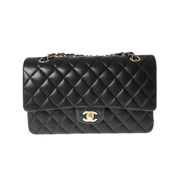 CHANEL Chanel Mattress W Flap Chain Shelter 25cm Black Gold Tools A01112 Lady Ramskin Shelter Bag Un