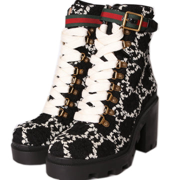 Gucci Tweed Combat Boots Size