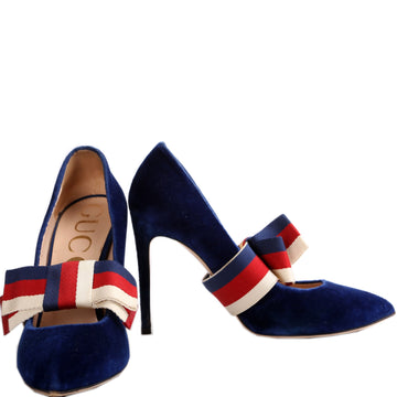 Gucci Scamosiato Web Bow Heels Size .