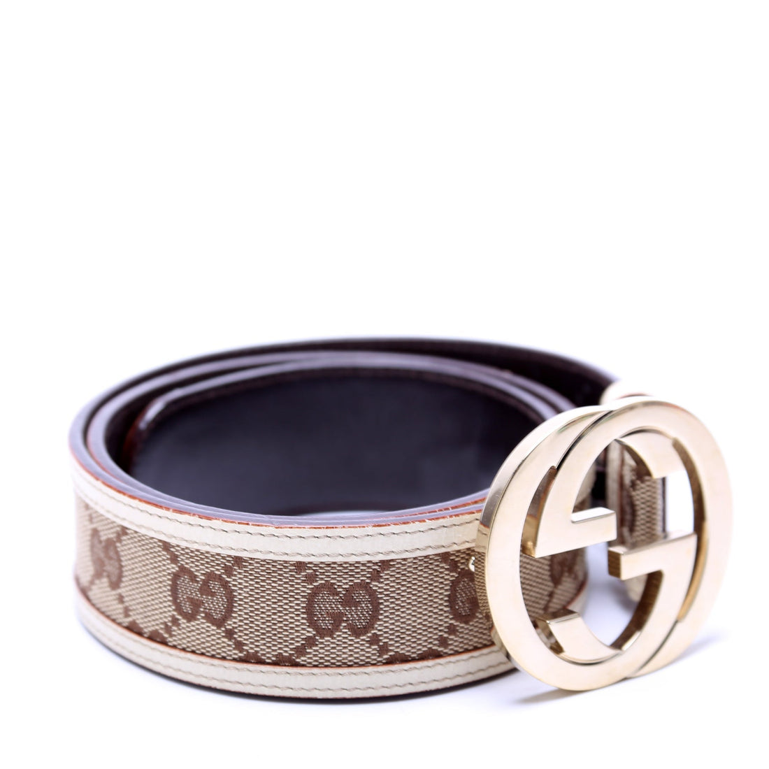 Gucci  Interlocking Leather Belt Size / Beige/White