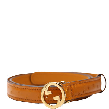 Gucci  Blondie Thin Ostrich Leather Belt Size / Ochre