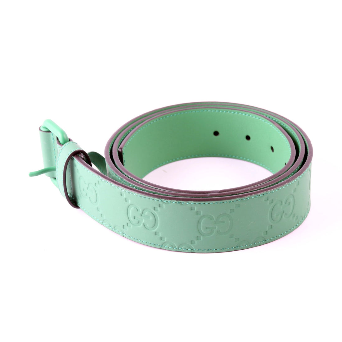 Gucci  Jumbo CS Rubber Effect Leather Belt Size / Green