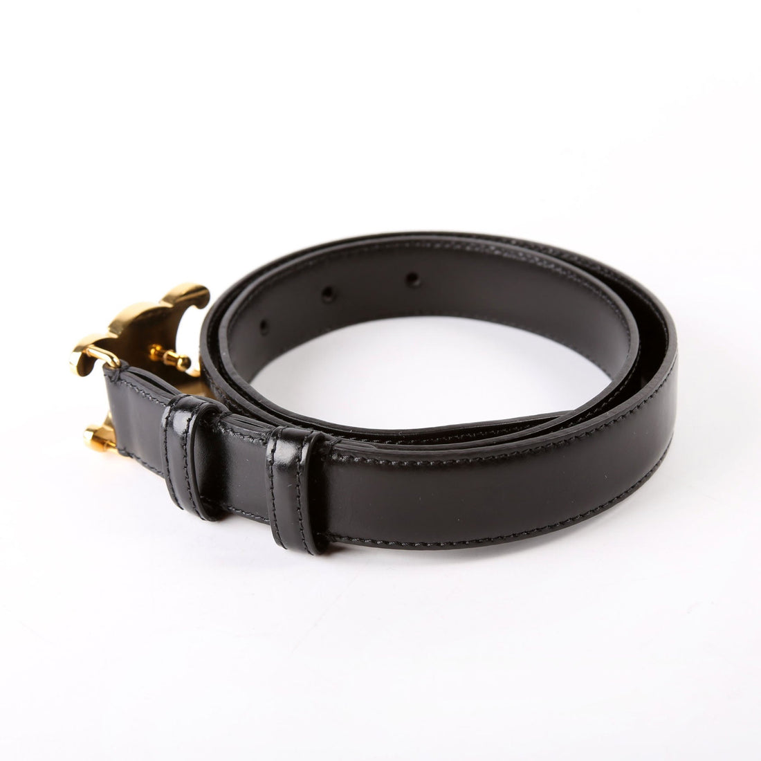 Triomphe Medium Taurillon Leather Belt Size 70 Black