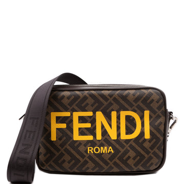 7M0286 Zucca Roma Logo/Leather Camera Case Brown
