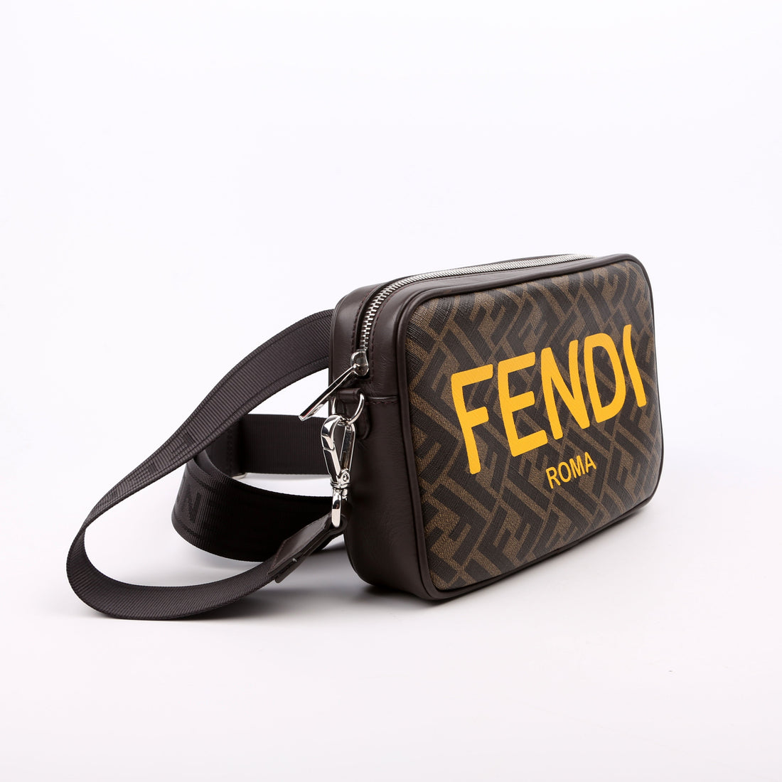 7M0286 Zucca Roma Logo/Leather Camera Case Brown