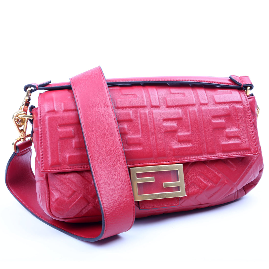 Baguette FF Embossed Nappa Red