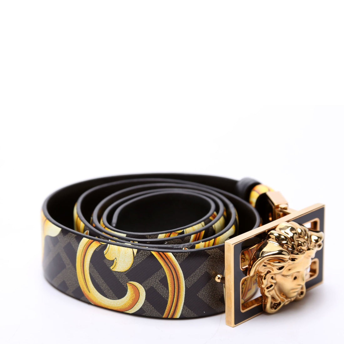 Fendace FF Baroque Reversible Belt Size 105/42 Black/Yellow